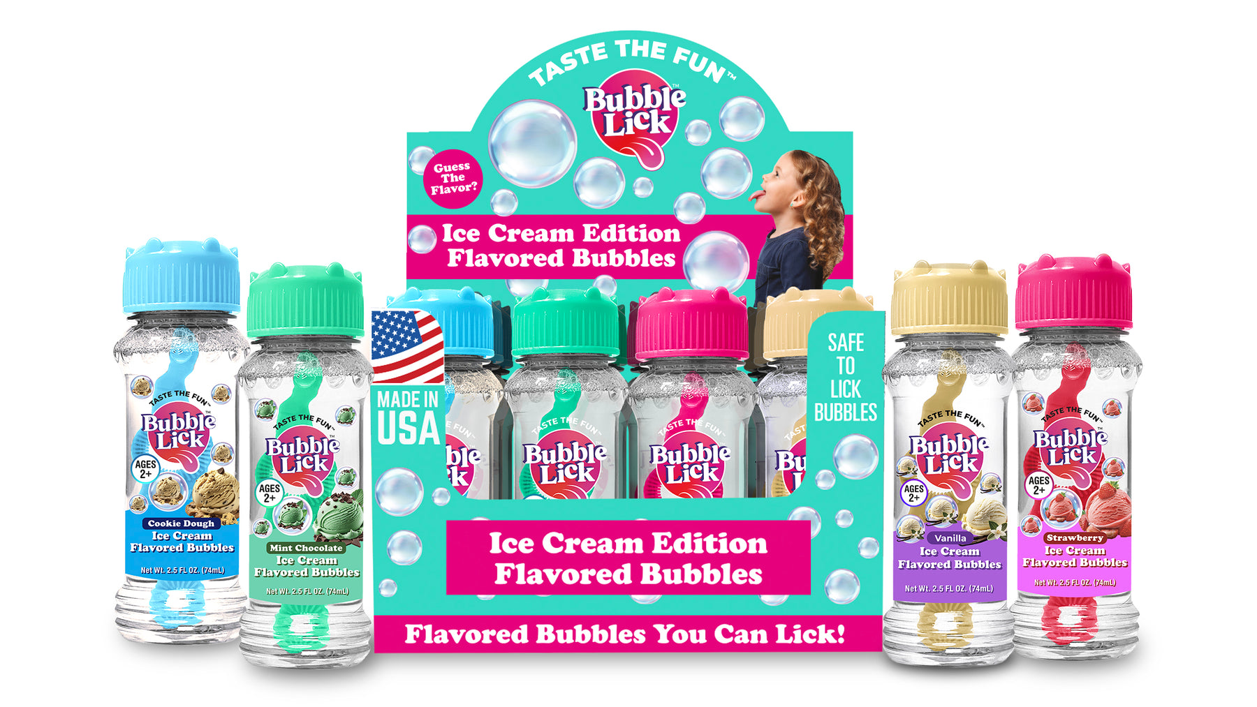 BubbleLick Ice Cream Edition Flavored Bubbles Asst