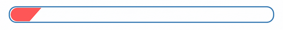 A horizontal progress bar outlined in blue, with a small red section at the far left indicating low progress. The rest of the bar is empty and white.