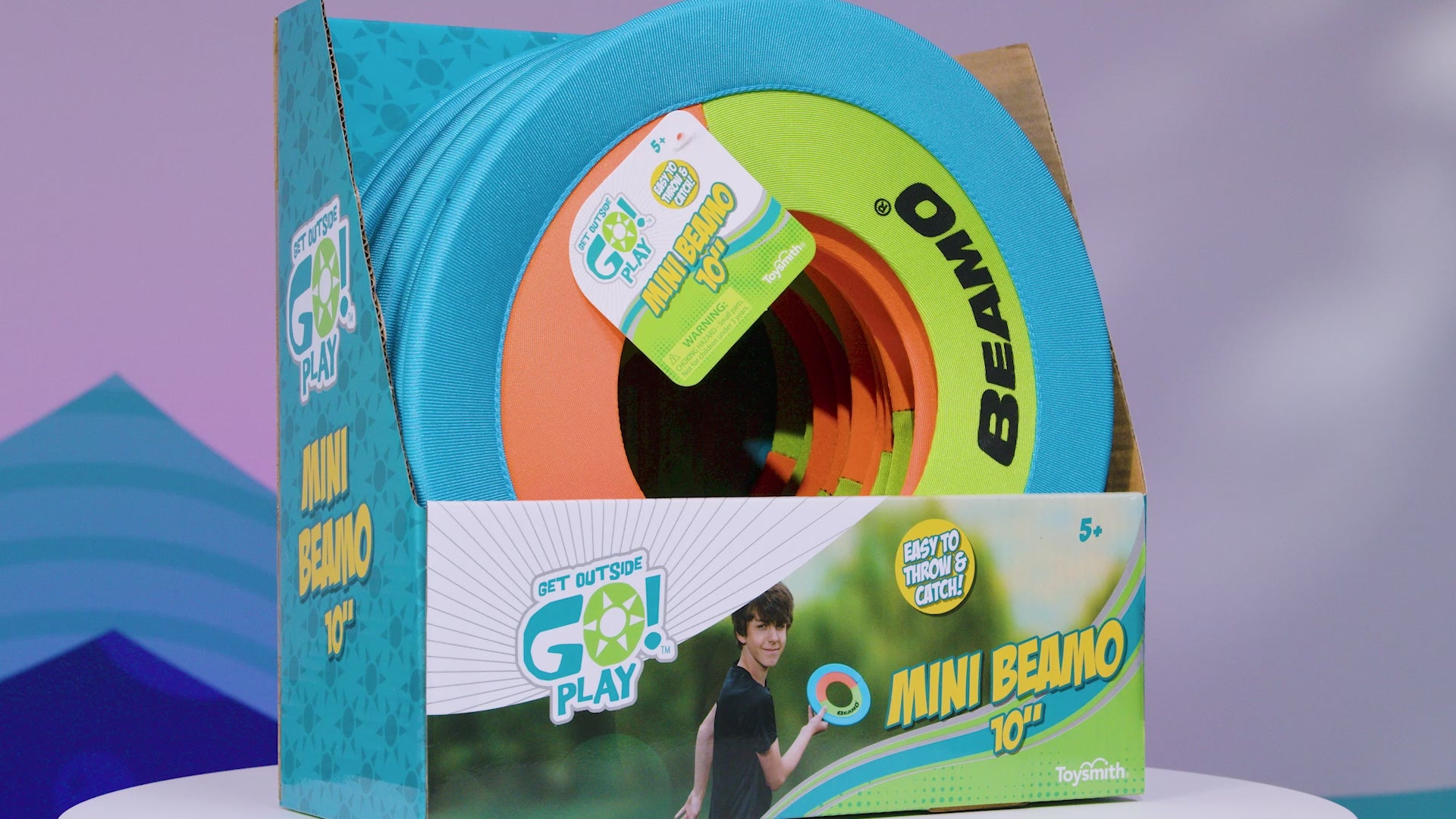 Load video: Video of mini Beamo frisbees being displayed and used.