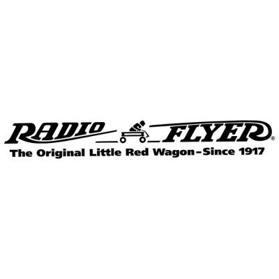 Radio Flyer logo with a silhouette of a child riding a wagon and the text: The Original Little Red Wagon – Since 1917.