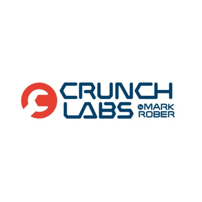 Crunch Labs logo with a red circular wrench icon to the left and blue text reading CRUNCH LABS @MARK ROBER to the right.