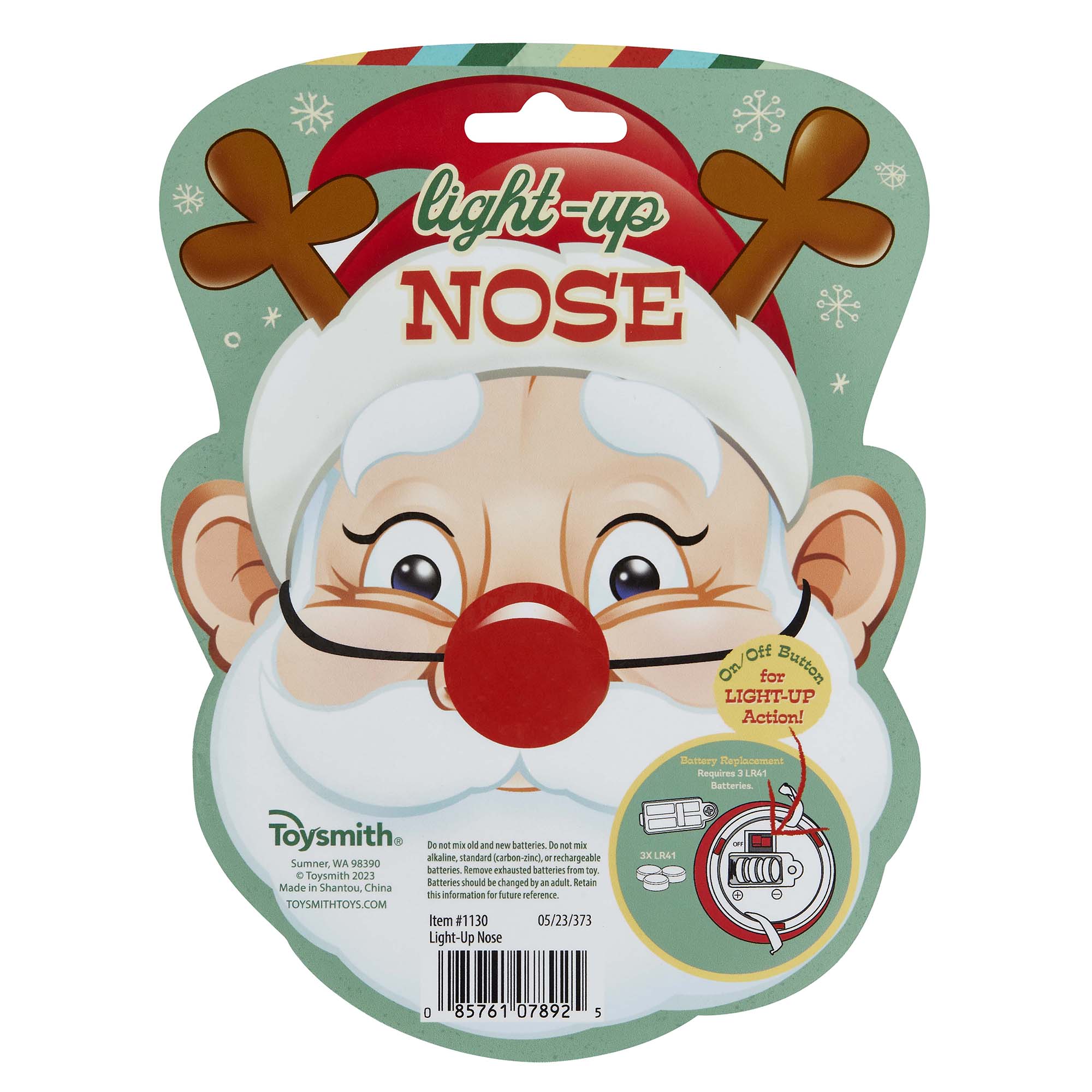 Toysmith Holiday Light Up Santa Nose