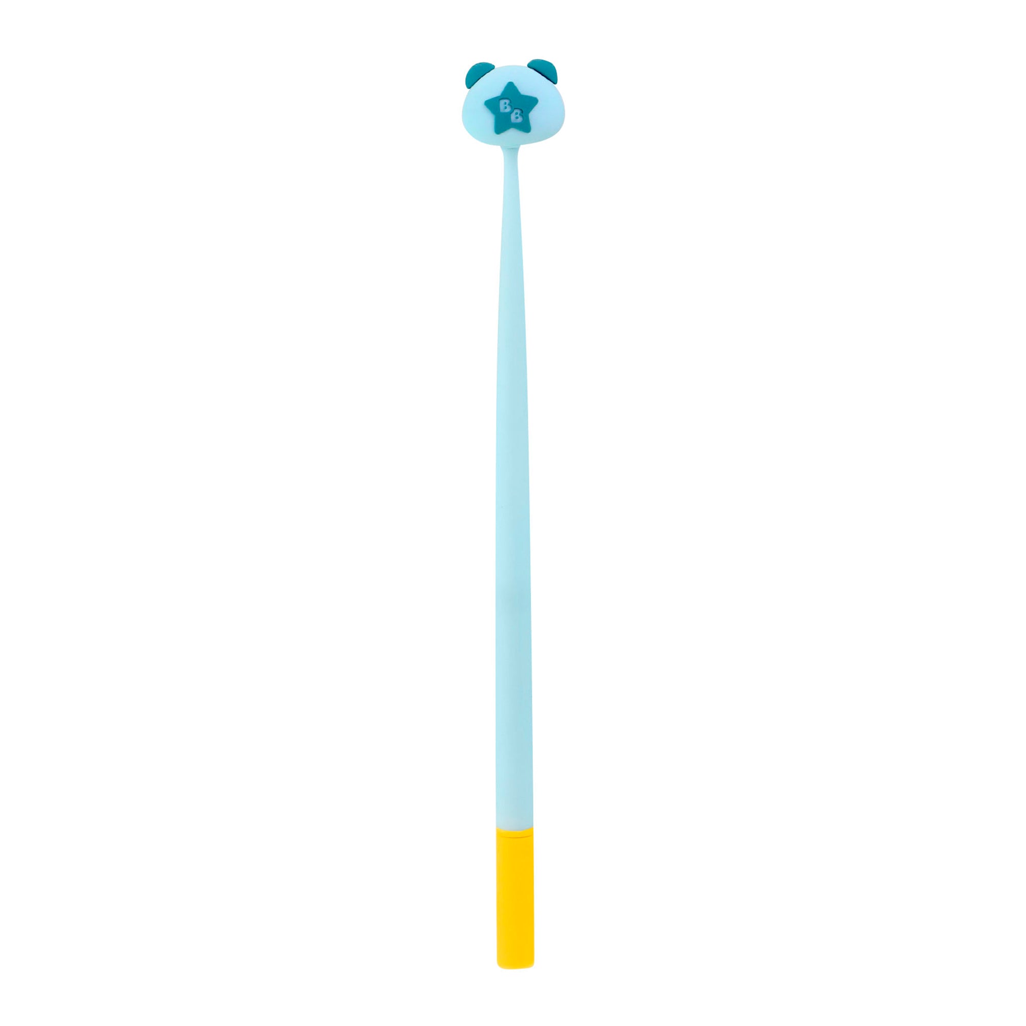 The Bangoberry Wobbly Pen Assortment features a light blue pen with a yellow tip and a bear-shaped topper with blue ears and a blue star on its face, shown against a plain white background.