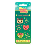 The Santoro Bangoberry BangoBobs: Summer Memories set features a colorful card with three playful charms—a pig face, smiling red heart, and watermelon slice—and packaging inviting you to collect, swap, and customize.