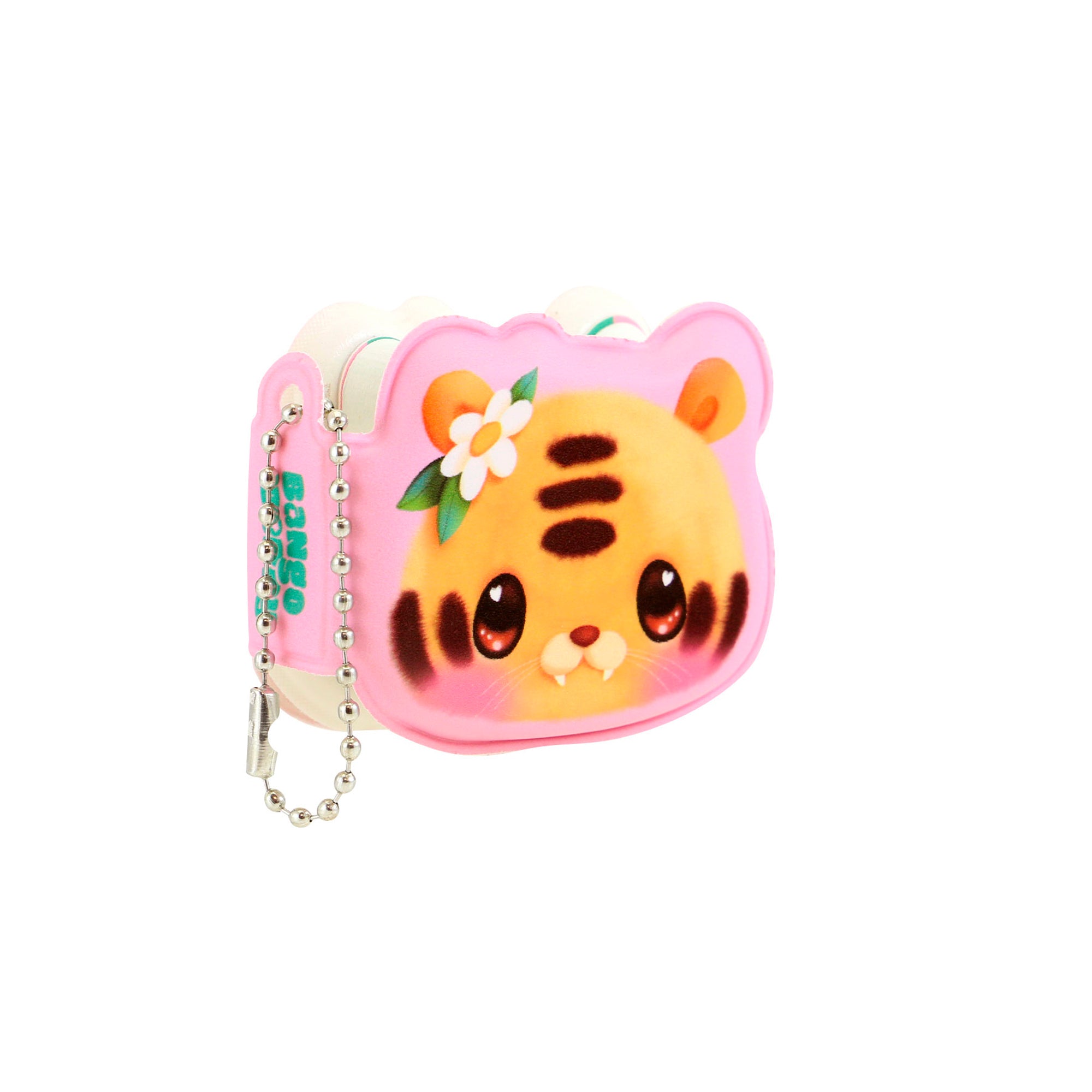 The Bangoberry Puffy Keychain Notebook Assortment includes a pink, tiger-shaped notebook with a cute cartoon face, big eyes, a flower on its ear, and an attached metal keychain.