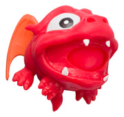 The Toysmith Dragon Blob Ball by Toysmith is a bright red, gel-filled dragon toy with big eyes, orange wings, open mouth with white fangs, and a playful look—perfect for sensory play and featured against a clean white background.