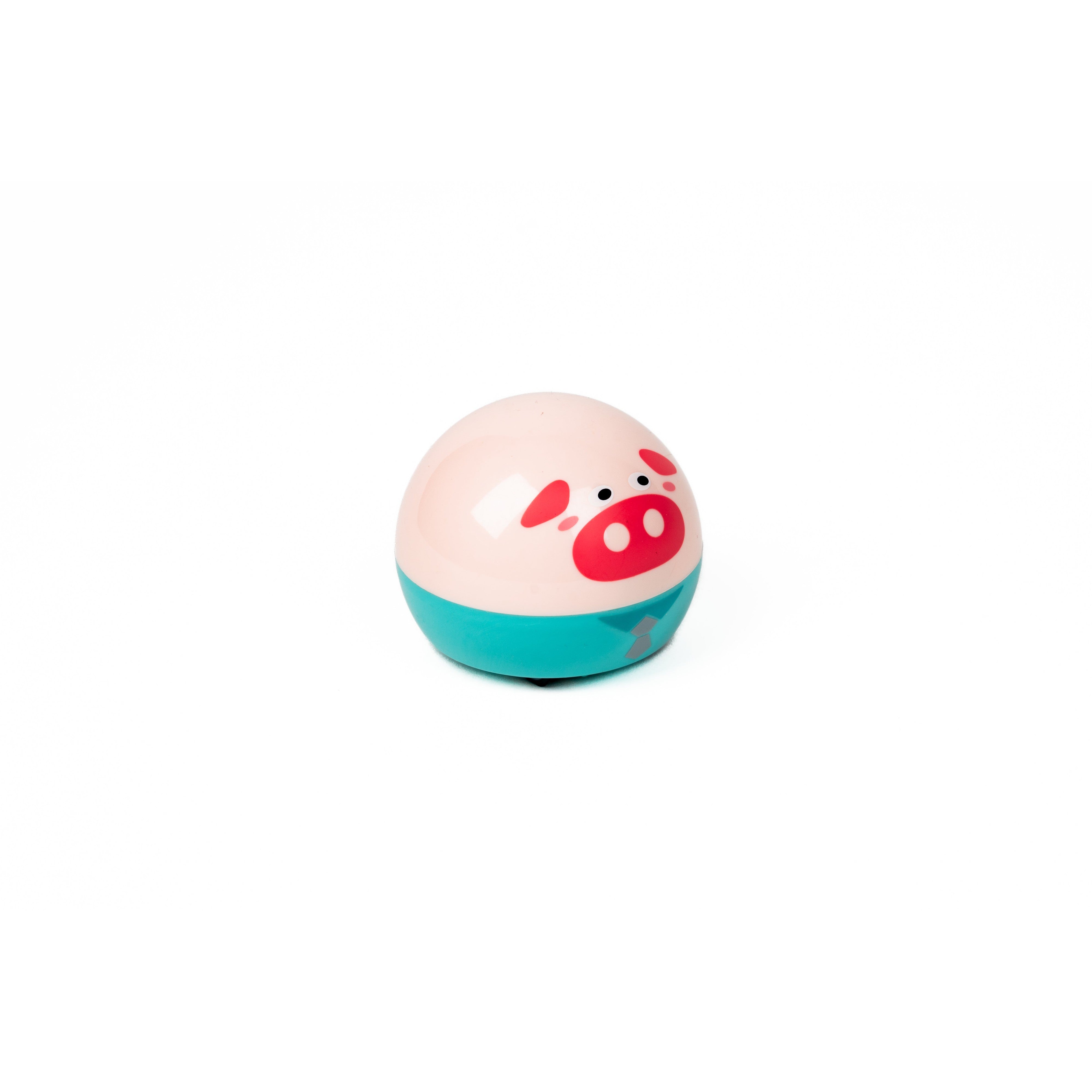 The Farm Fresh Zippy Critters Magnetic Pull-Back Toy features a pig face with a pink top and turquoise base, perfect for imaginative farm play. Displayed on a white background.