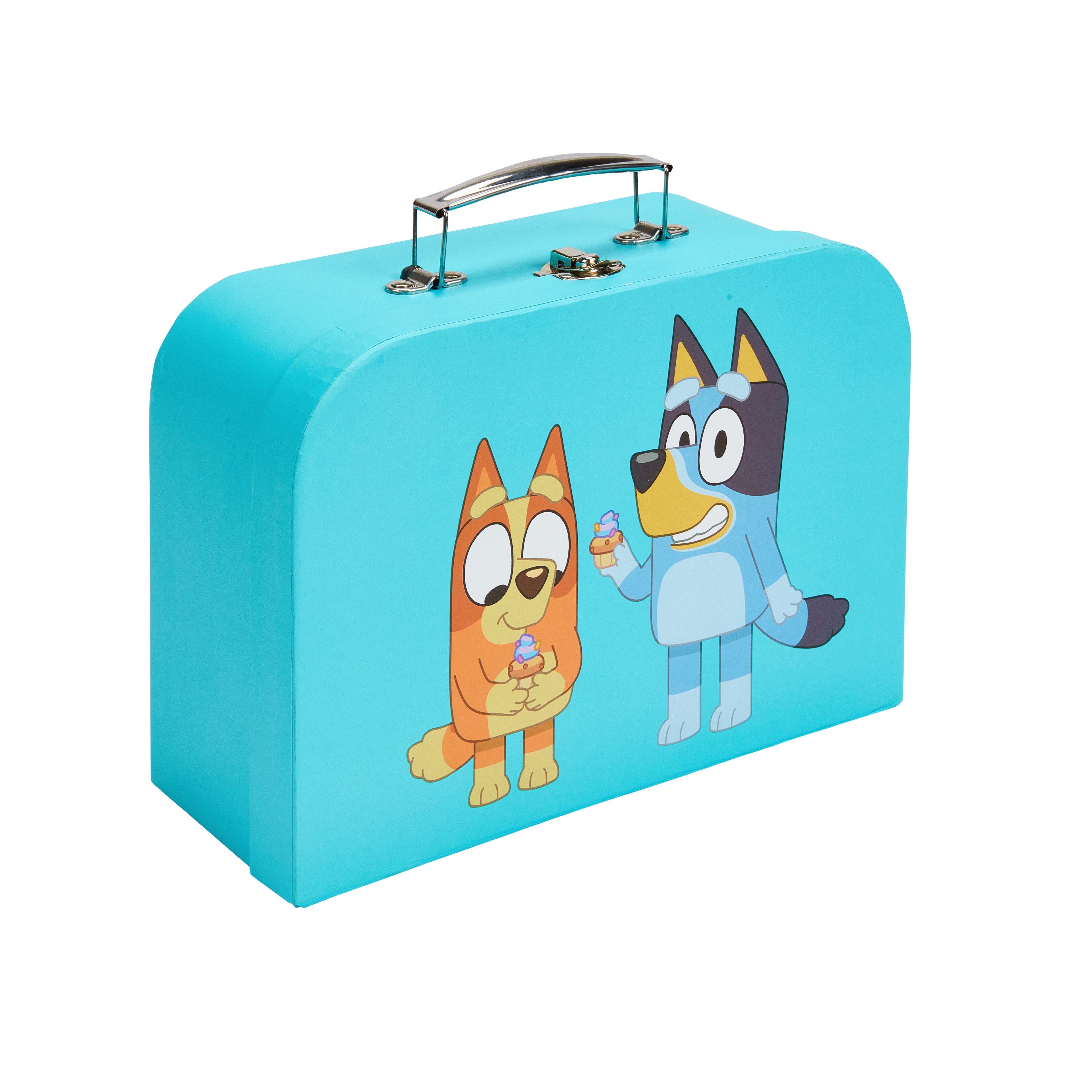 Blue case with cartoon characters on a white background