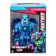 Blue panther figure in packaging with 'MrBeast Lab' branding