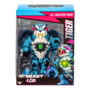 Toy figure of a tiger in packaging with 'MrBeast Lab' branding