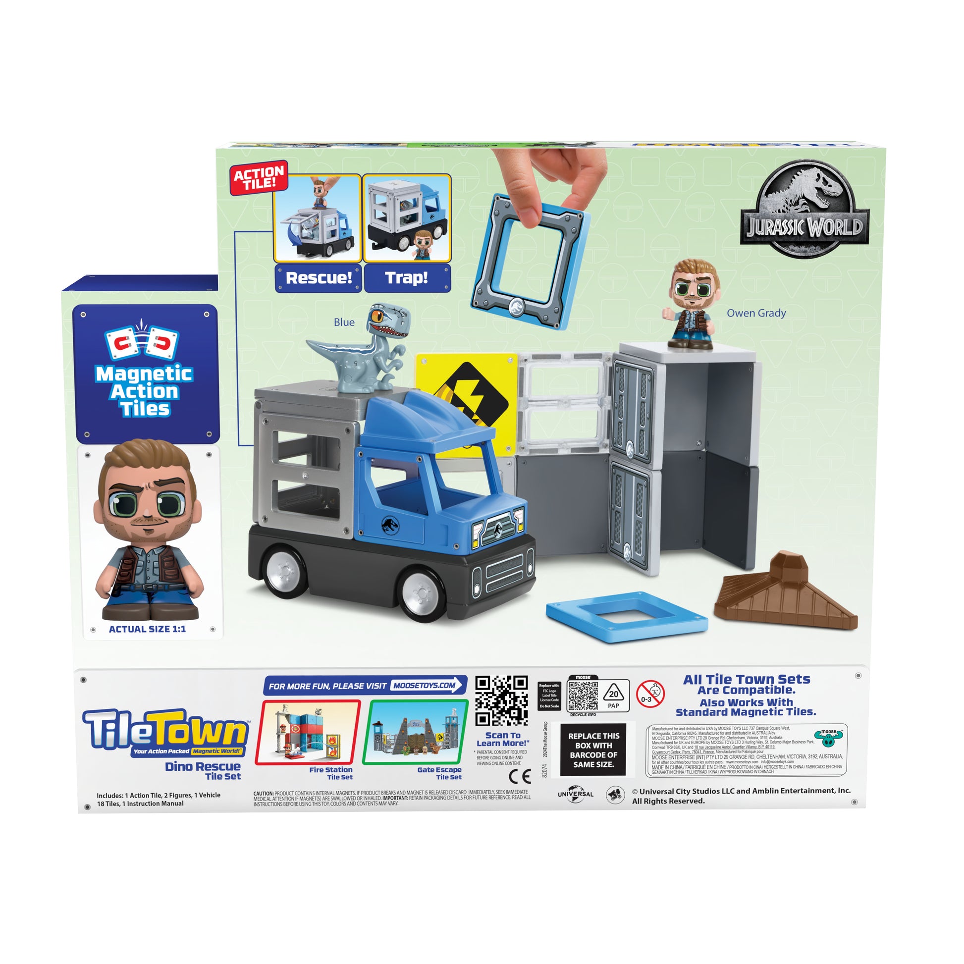 Toy truck set with figures and accessories on a white background