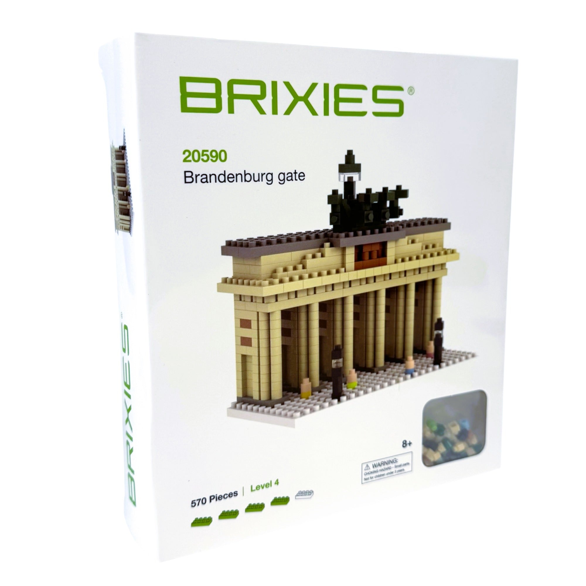 The Brixies Large Gift Box Brandenburg Gate is a detailed architectural micro-brick kit featuring 570 pieces and level 4 difficulty, ideal for ages 8 and up.