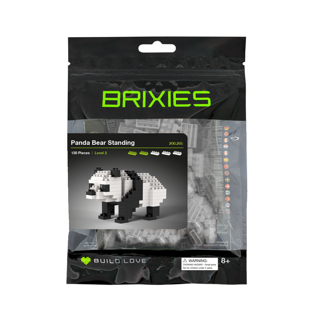 Brixies Large Zip Bag Panda Standing