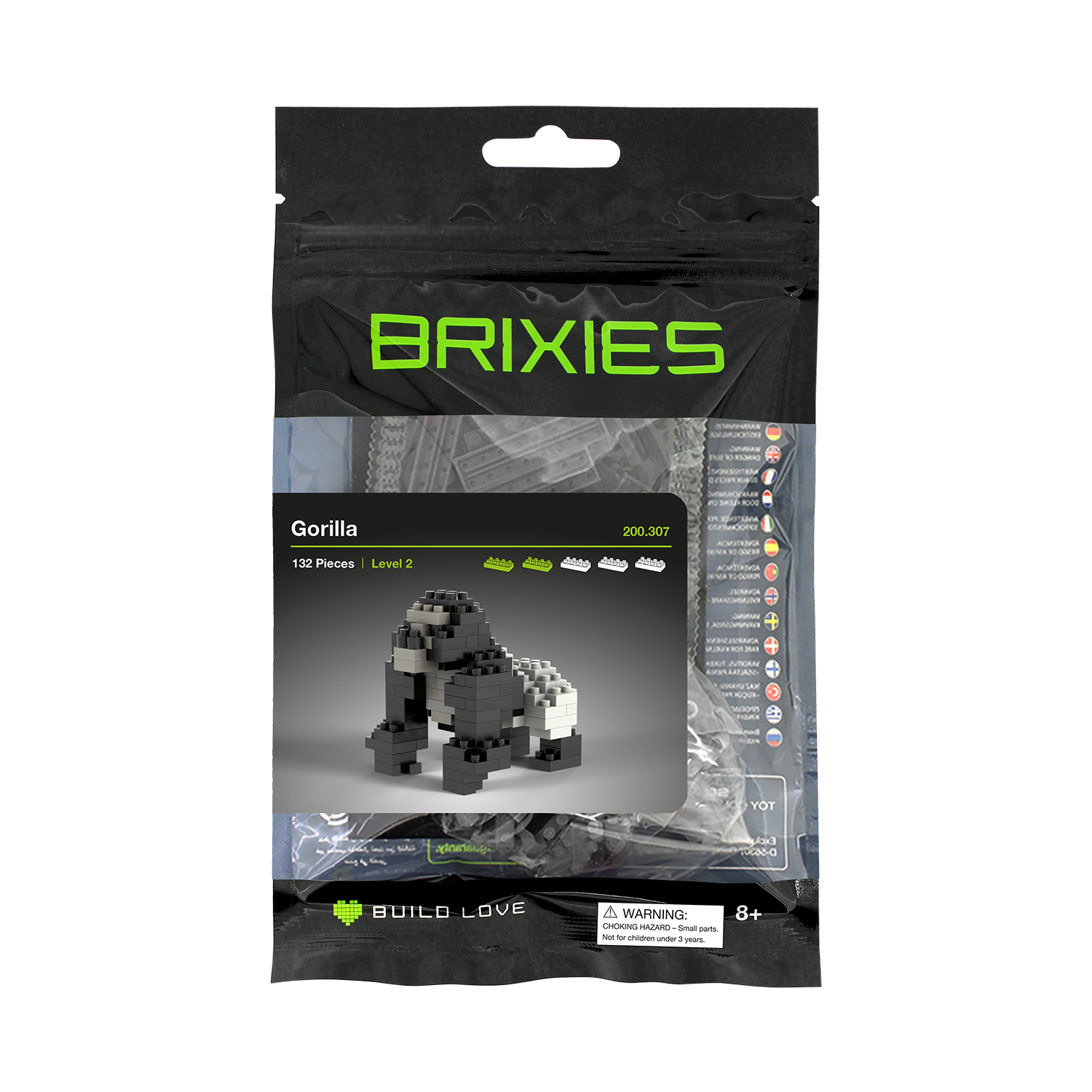 Brixies Small Zip Bag Silverback Gorilla