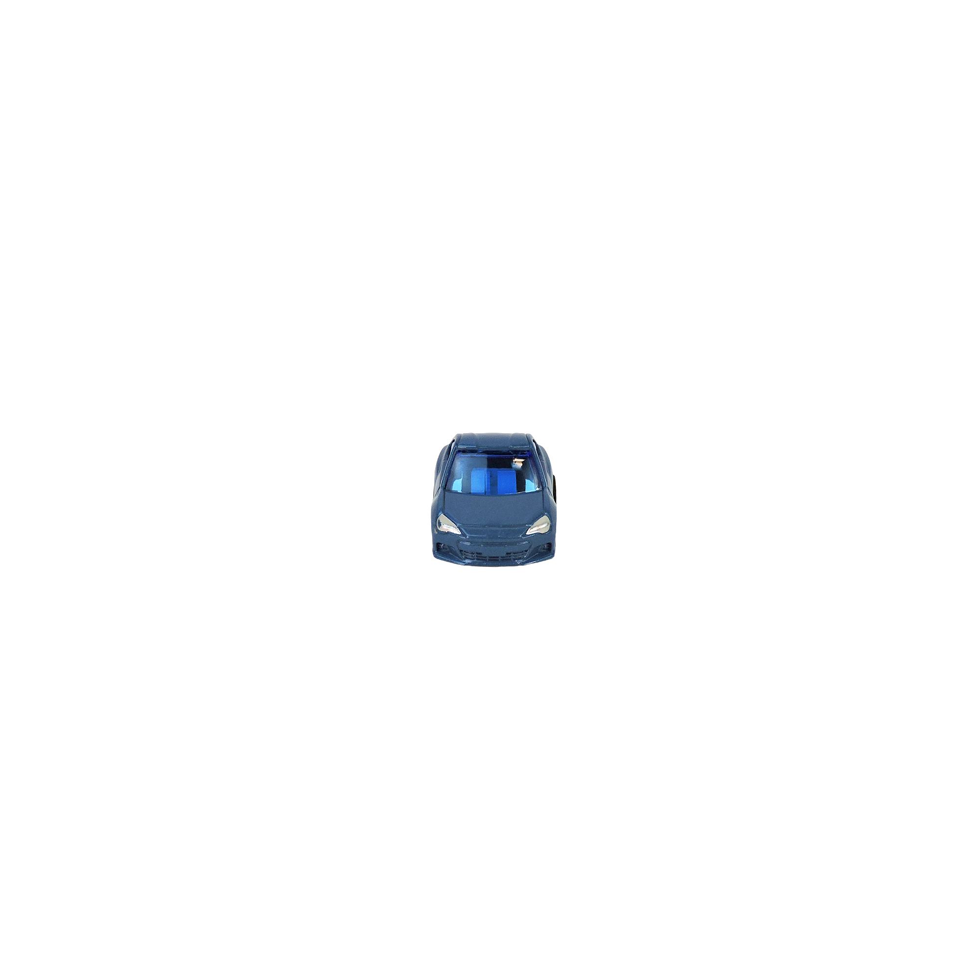 A small, blue Alloy Alley Med. Vehicle die cast car is shown from the front with its windshield and roof visible, placed against a plain white background. Product by Alloy Alley, available in Blind Container Box Asst.