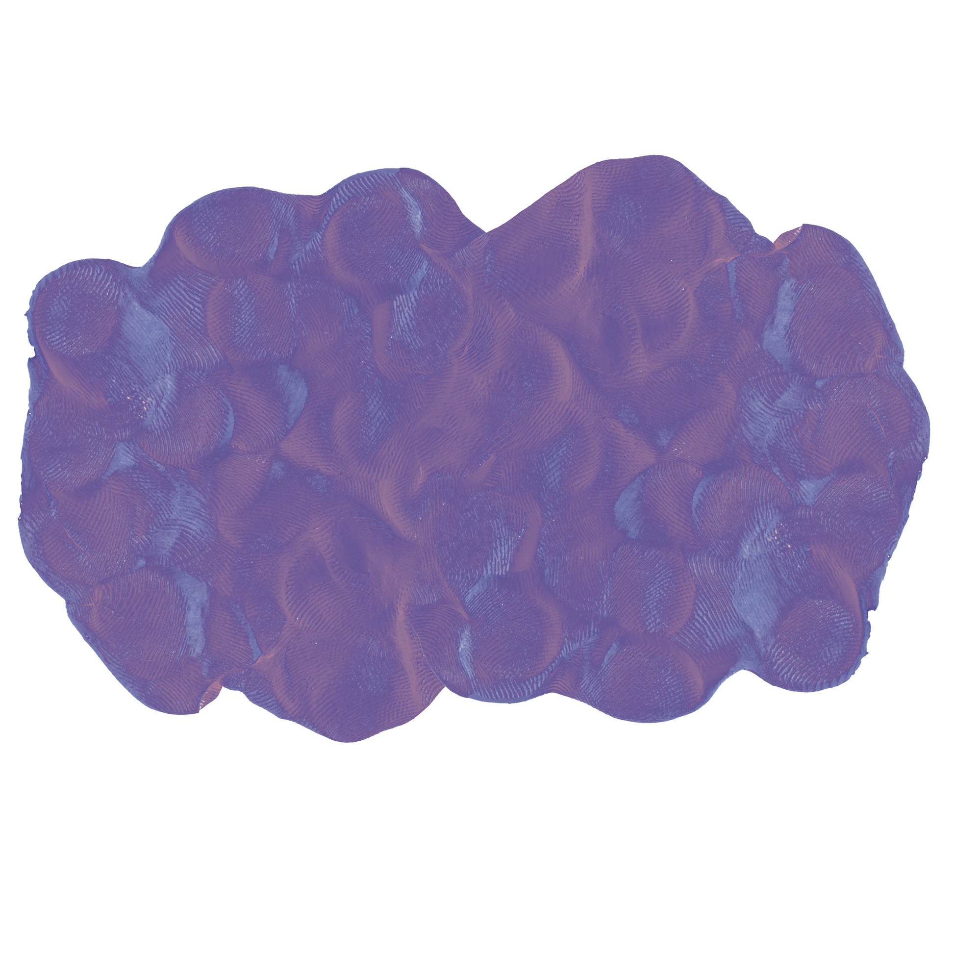 A playful, purple abstract shape with a wavy, textured surface and rounded edges evokes the squishy fun of Doctor Squish Putty Buddies Asst. 21ct CDU, resembling colorful putty on a white background.