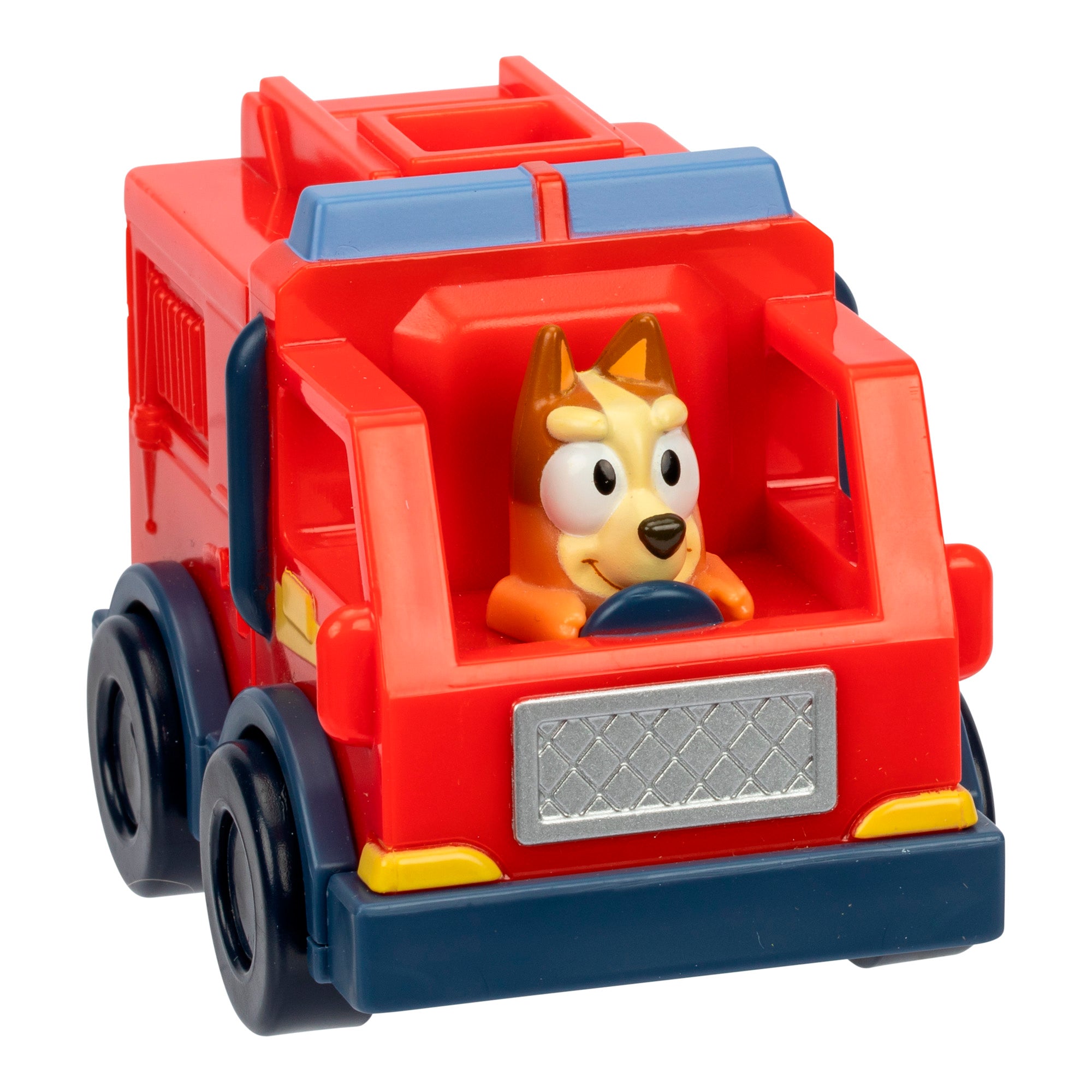 Toy vehicle with a character inside on a white background