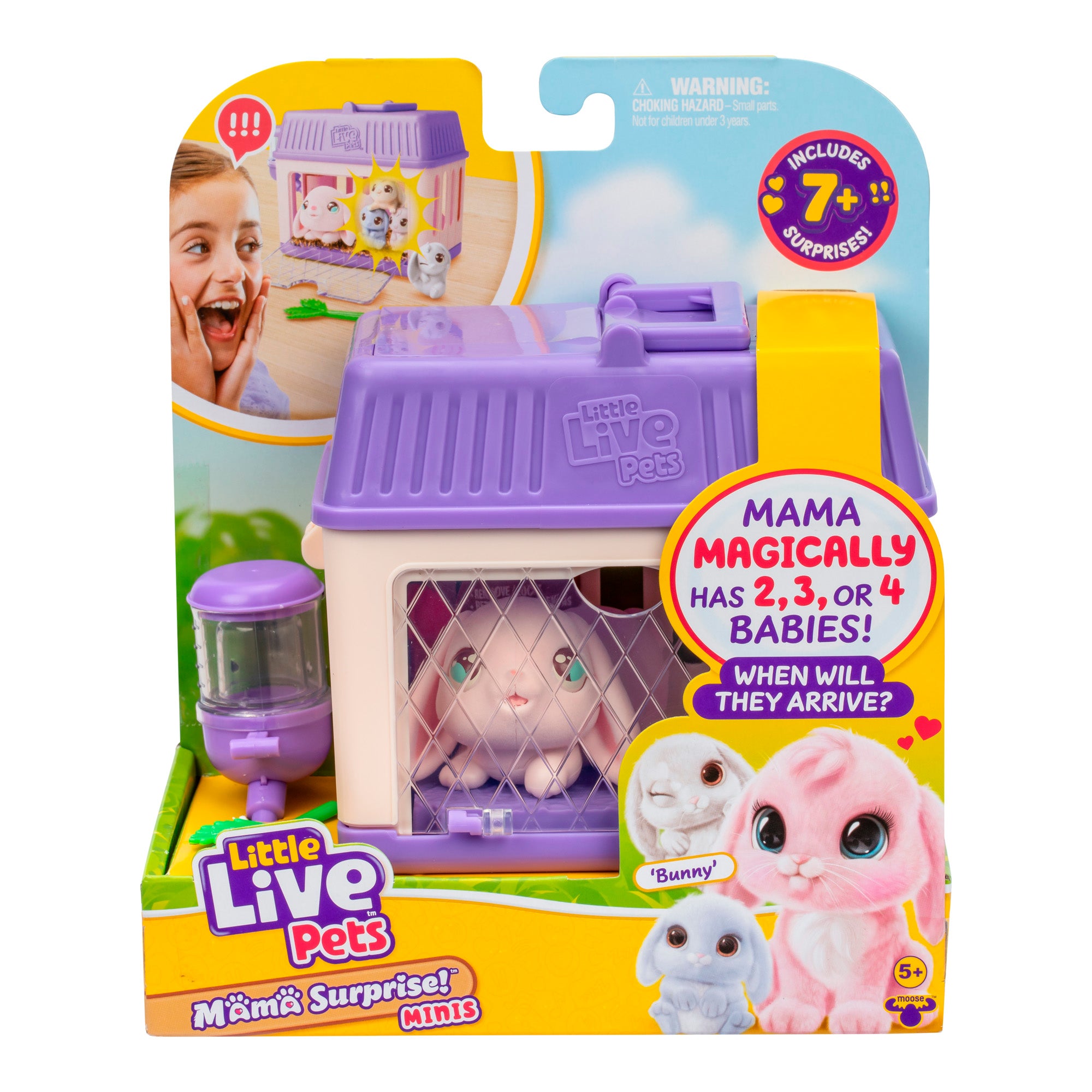 Little Live Pets Mama Surprise Mini toy packaging with bunny and accessories.