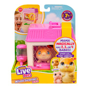 Little Live Pets Mama Surprise! Mini toy packaging with pink and yellow colors.