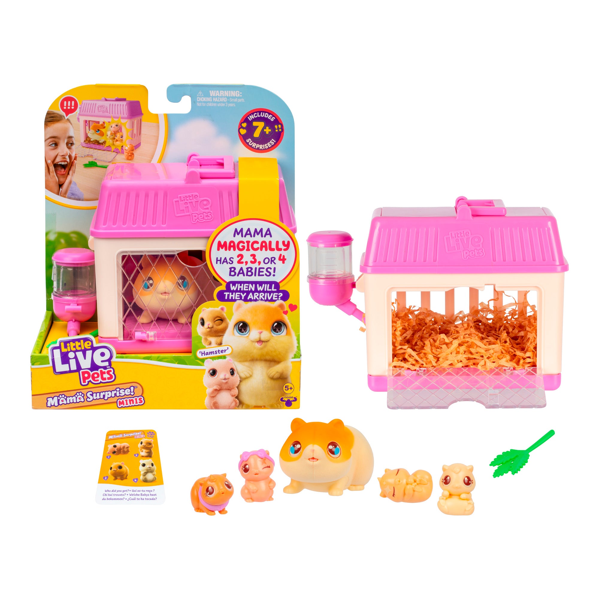 Little Live Pets Mama Surprise toy set with packaging and figures on a white background