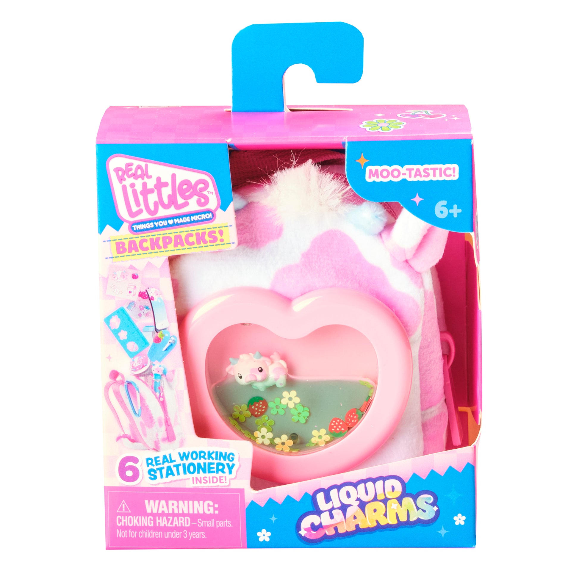 Real Littles Toy backpack packaging with 'Real Littles' branding on a white background