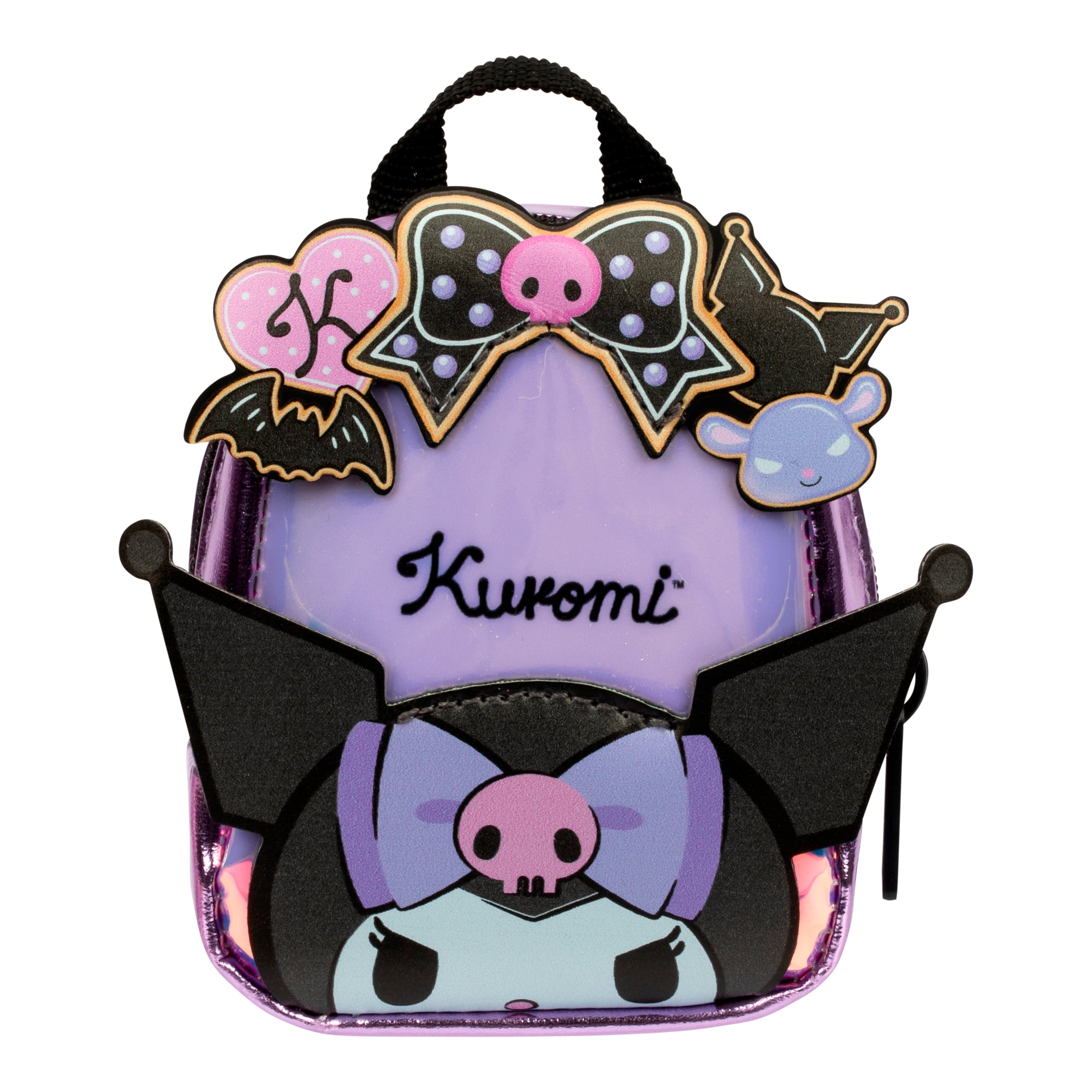 Kuromi-themed pouch with character design on a white background