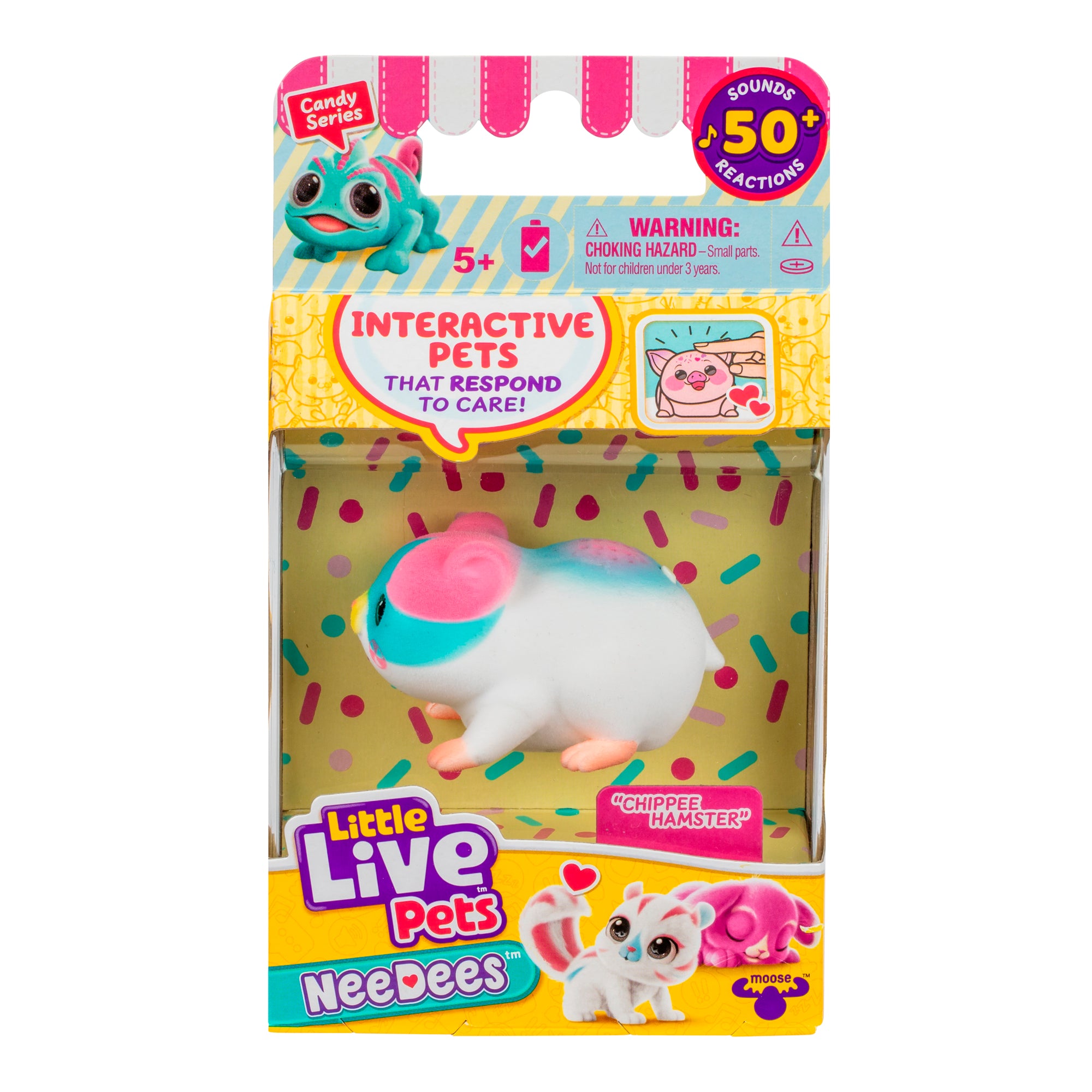 Little Live Pets NeeDees packaging of "Chipper Hamster"