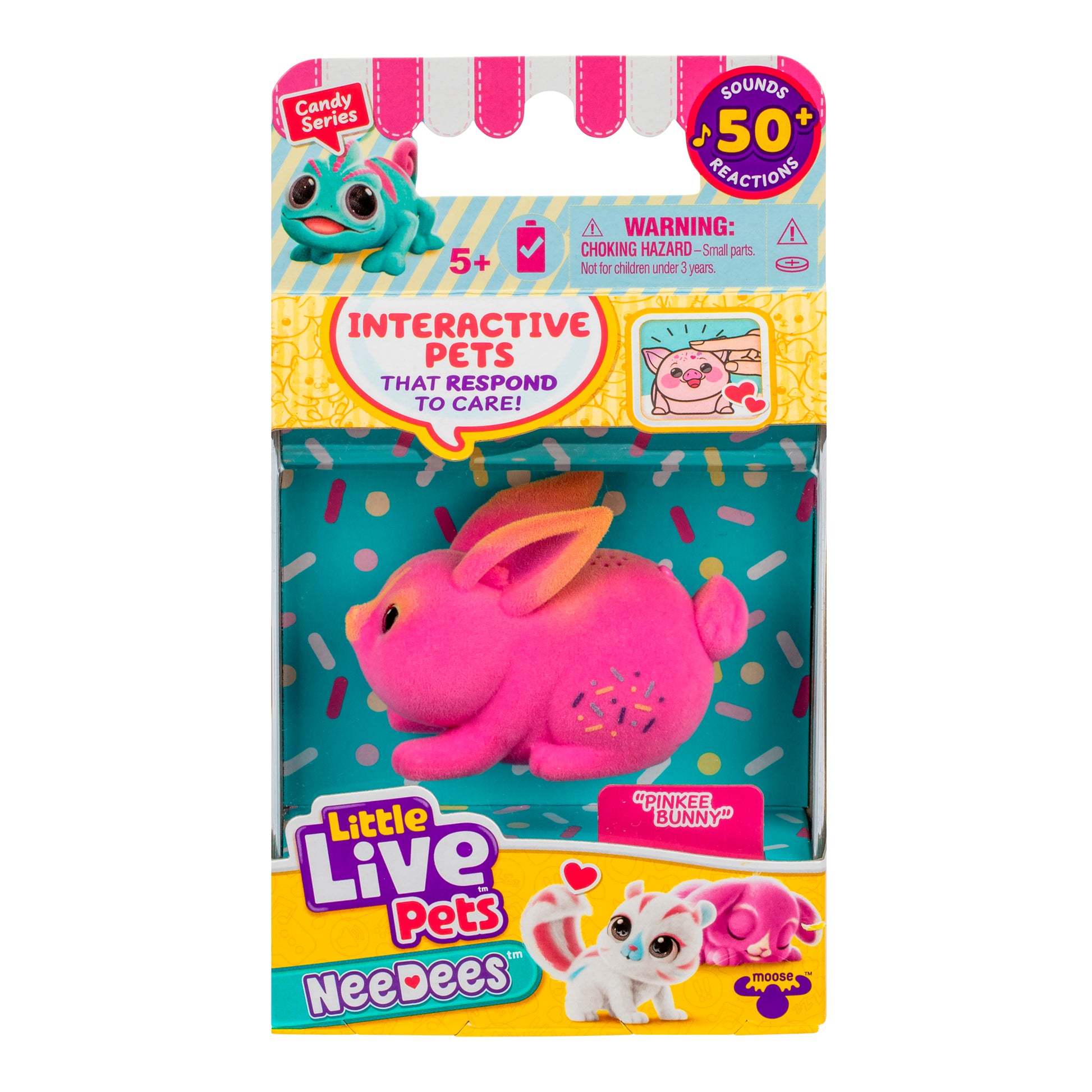 Little Live Pets NeeDees packaging of "Pinkee Bunny"