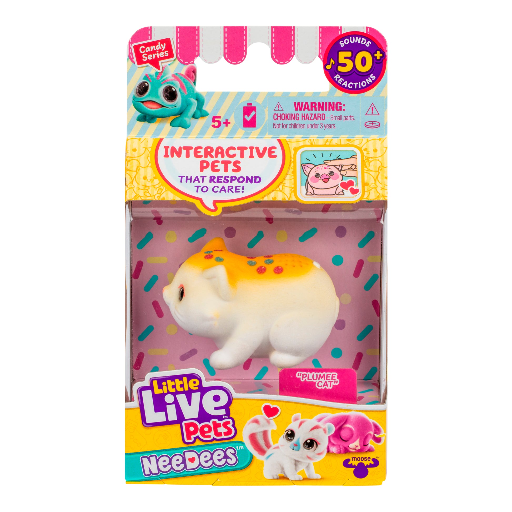 Little Live Pets NeeDees packaging of "Plumee Cat"