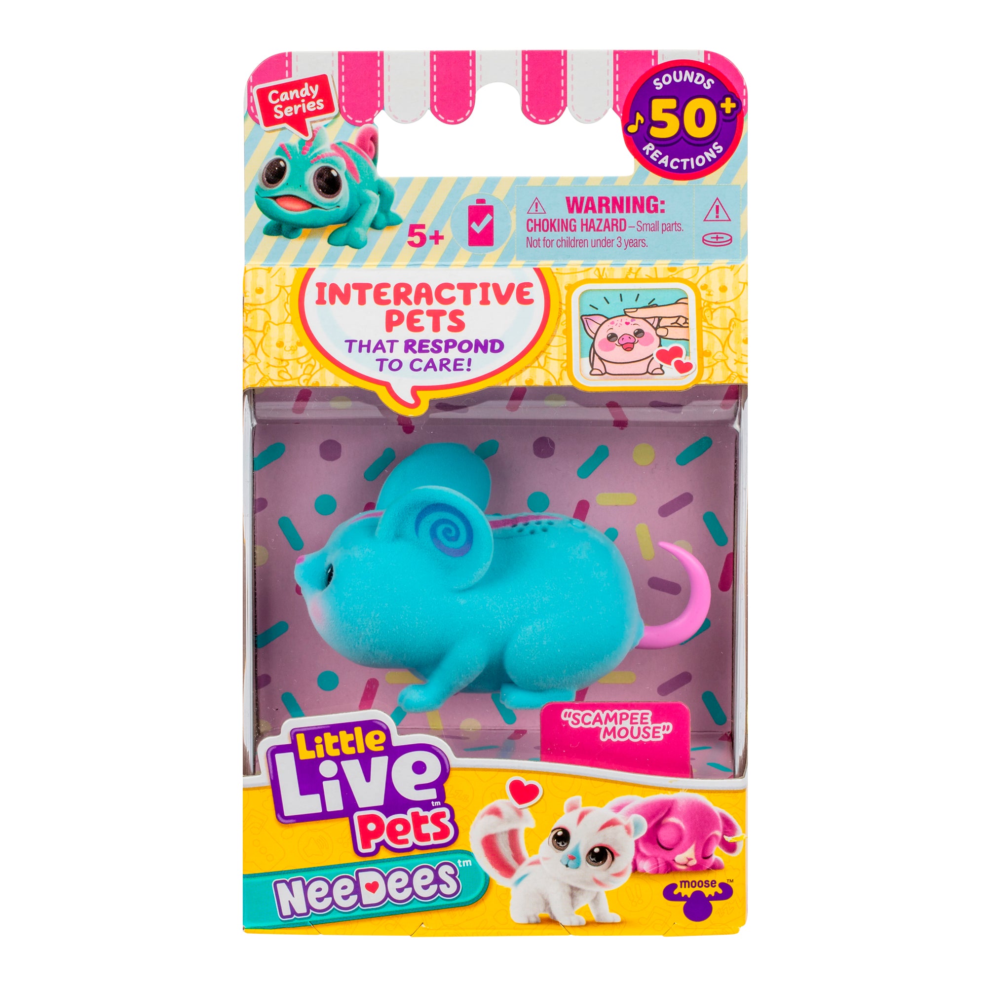 Little Live Pets NeeDees packaging of "Scampee Mouse"