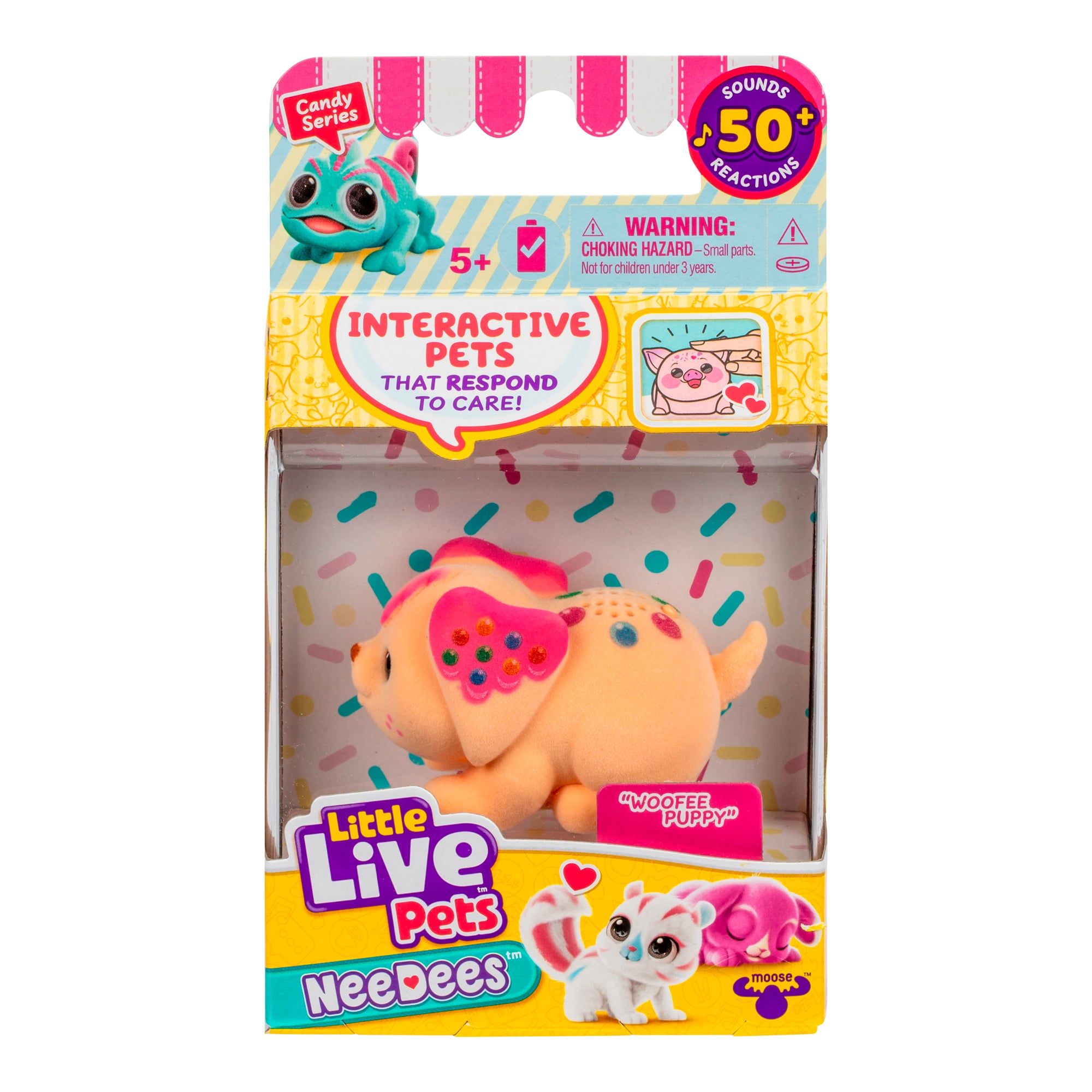 Little Live Pets NeeDees packaging of "Woofee Puppy"