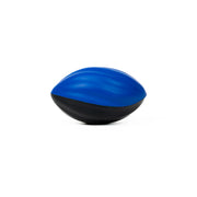 The Get Outside GO! 5'' Foam Football by Get Outside GO! features a small oval shape, wavy blue top, and smooth black bottom, perfect for outdoor play. Shown against a plain white background.