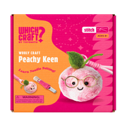 Which Craft Peachy Keen Wooly Craft by Which Craft is a pink wool craft kit featuring a smiling peach character with glasses and a felt leaf. Includes needle felting pen. Perfect for beginner crafters ages 8+.