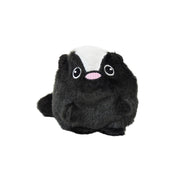 The Sugar Skwisheez: Dumpster Divers by Sugar Skwisheez is a plush skunk with black fur, a white head stripe, pink nose, and large round eyes, displayed on a white background.