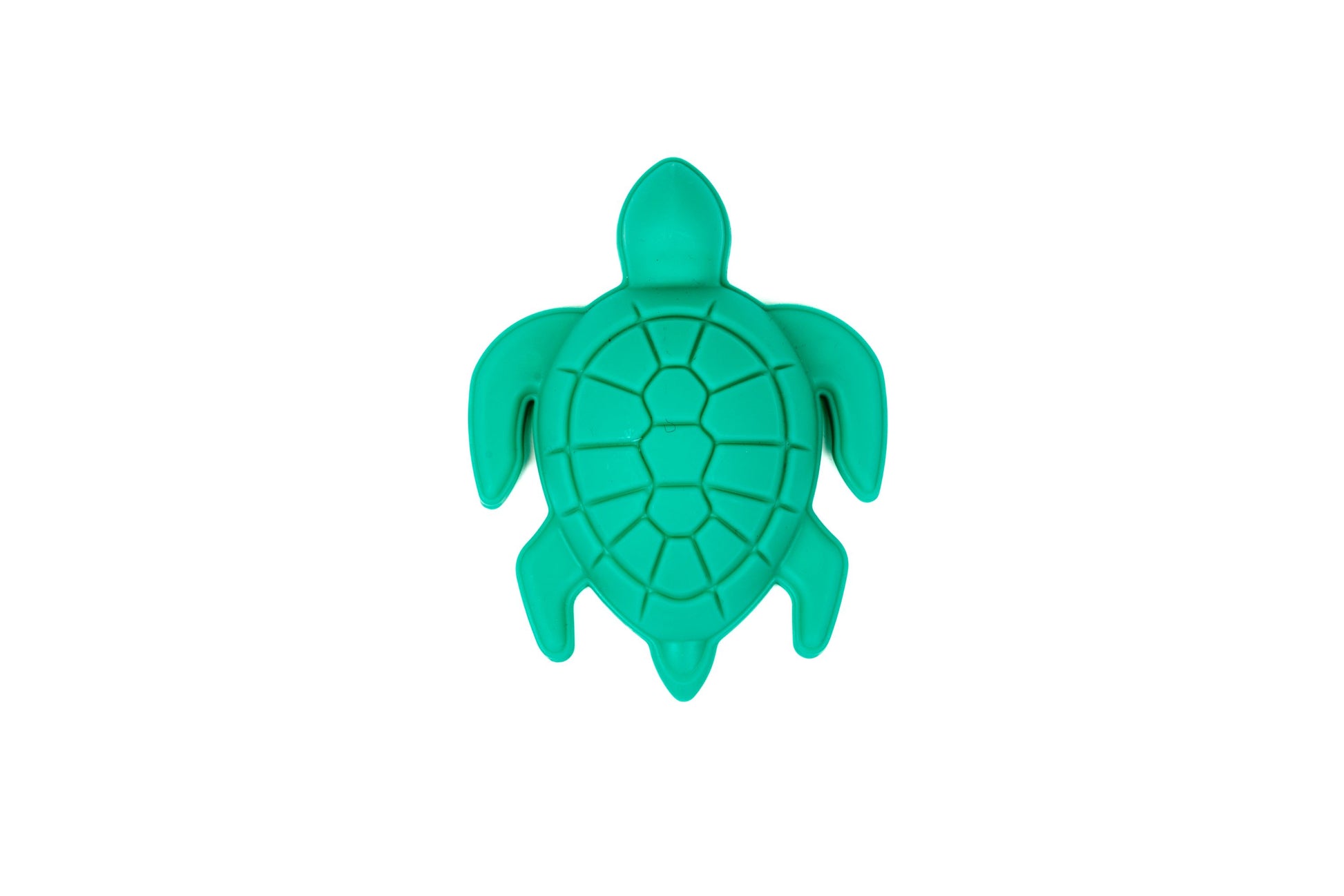 The Toysmith 6pc Set Ship Sand Bucket Set includes a green turtle-shaped plastic mold with a segmented shell design, ideal for beach play or building sandcastles. From Toysmith, shown from above on a white background.