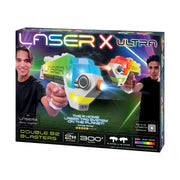 The NSI Laser X Ultra Double B2 Blasters includes 2 blasters with a 300-foot range and four team colors, perfect for exciting group laser tag play.
