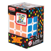 The Duncan Quick Cube 3 x 3 Display comes in colorful packaging with orange, white, and blue squares shown. The box highlights its corner-cutting design for speed solving and is labeled for ages 6 and up.