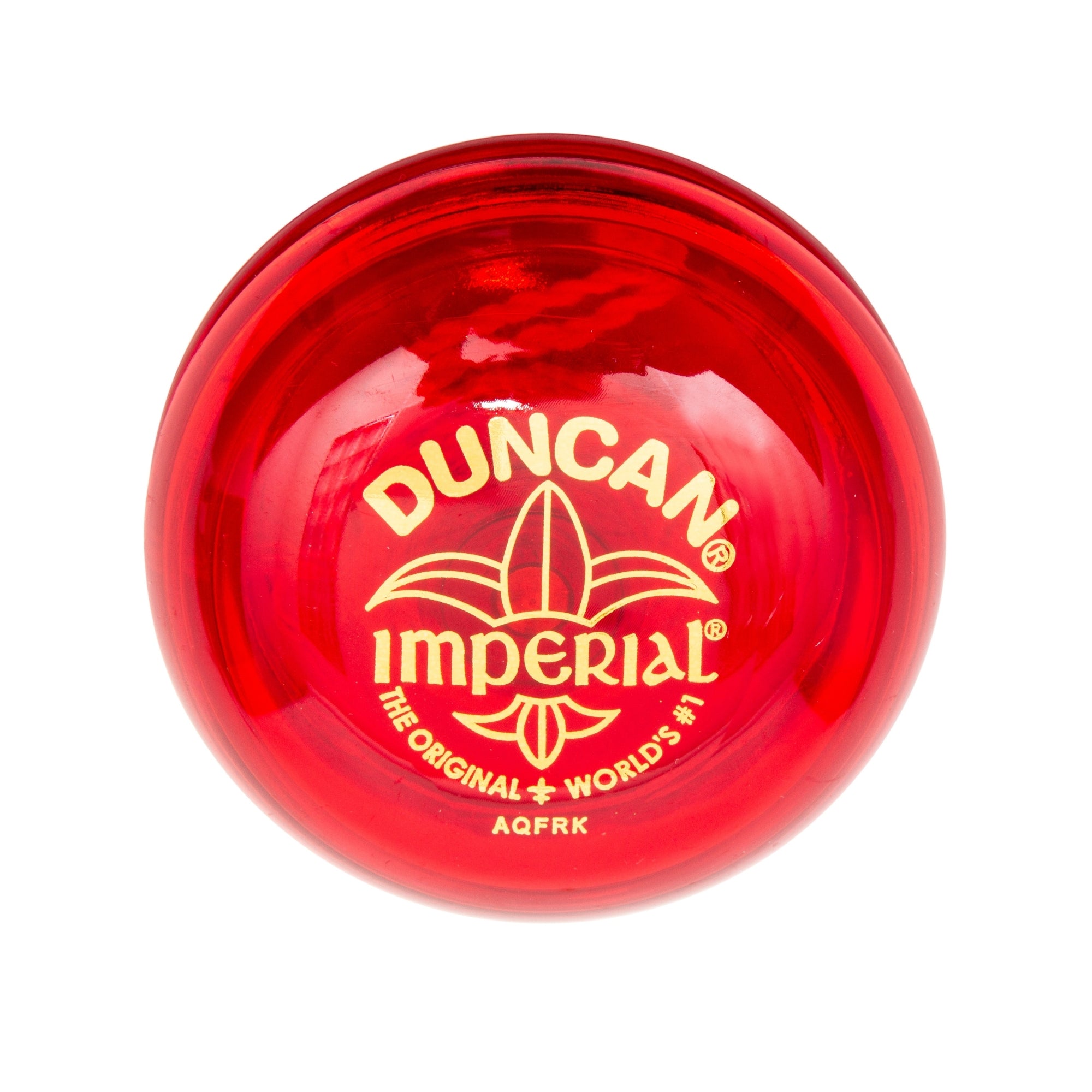 A Duncan Imperial Yo-Yo Asst. in shiny red with gold text and logo, displayed against a white background.