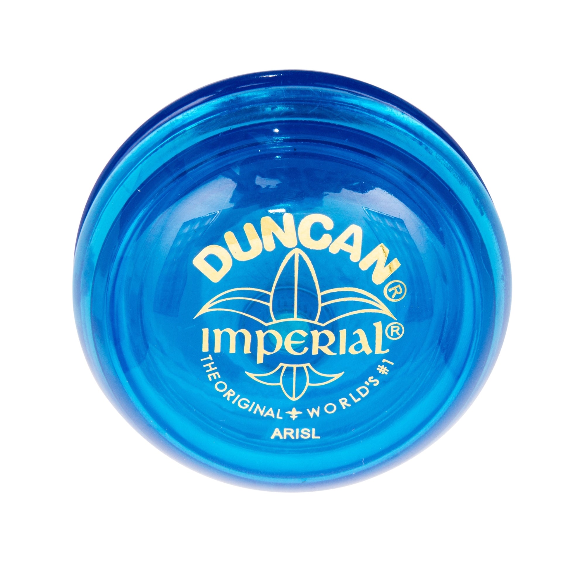 A blue Duncan Imperial Yo-Yo Asst. with gold text and logo, displaying "Duncan Imperial The Original World's #1" on the side, set against a white background.