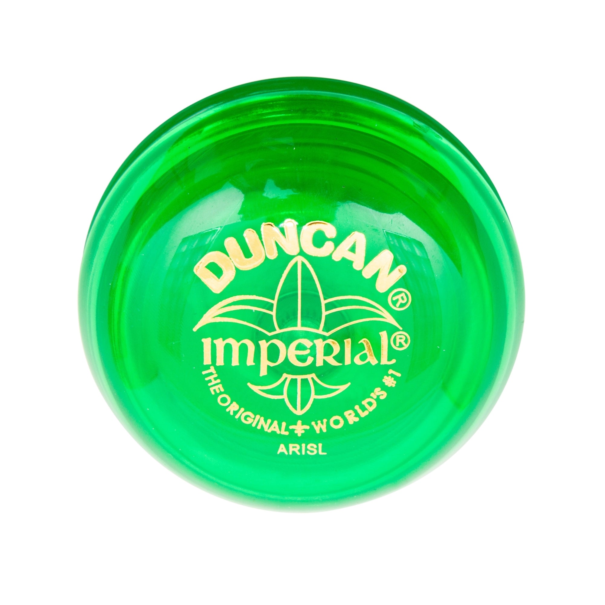 A Duncan Imperial Yo-Yo Asst. in green with gold lettering and logo, reading "Duncan Imperial, The Original Worlds #1.
