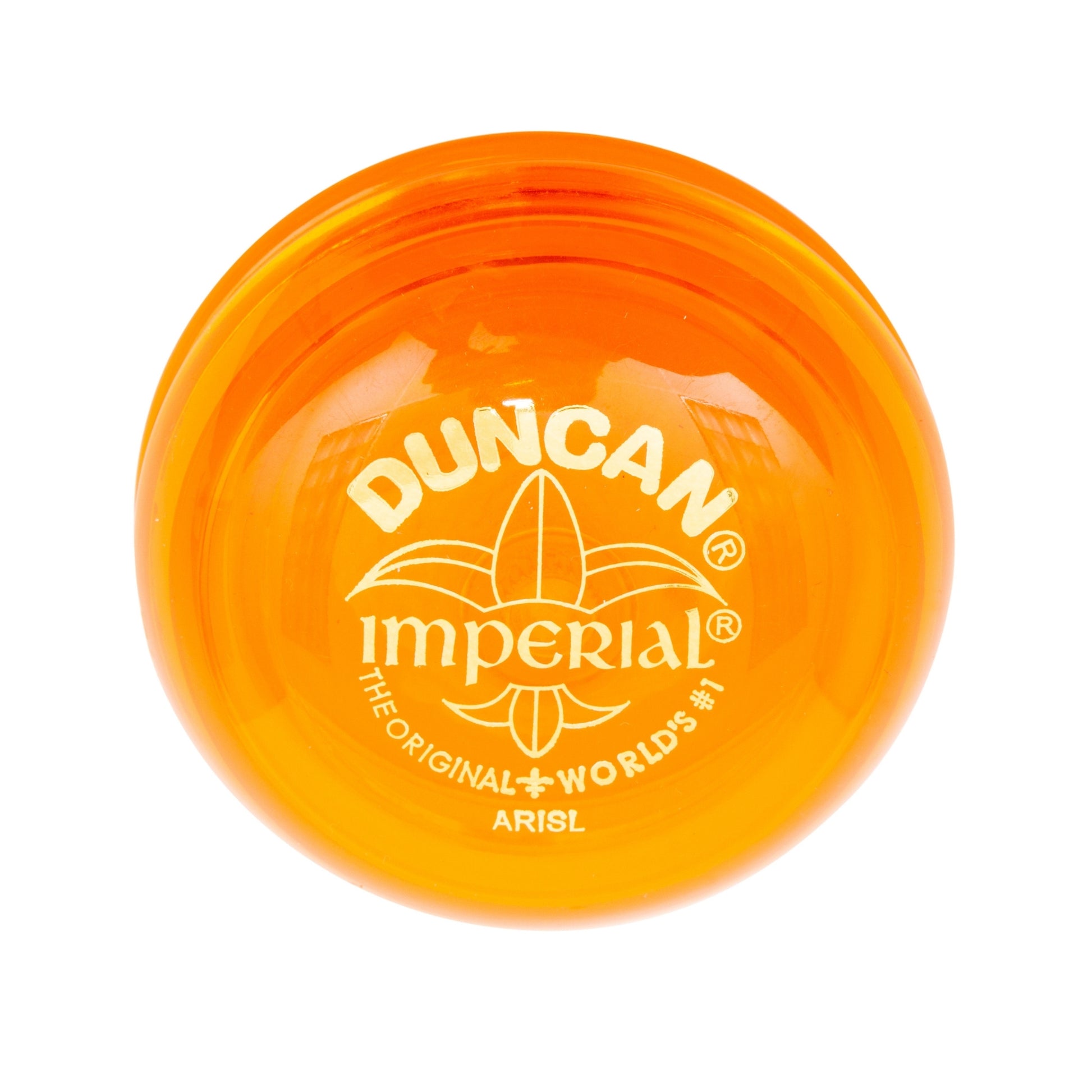 An orange Duncan Imperial Yo-Yo Asst. with white text reading “Duncan Imperial, The Original, World’s #1” and a stylized logo in the center, displayed on a white background.