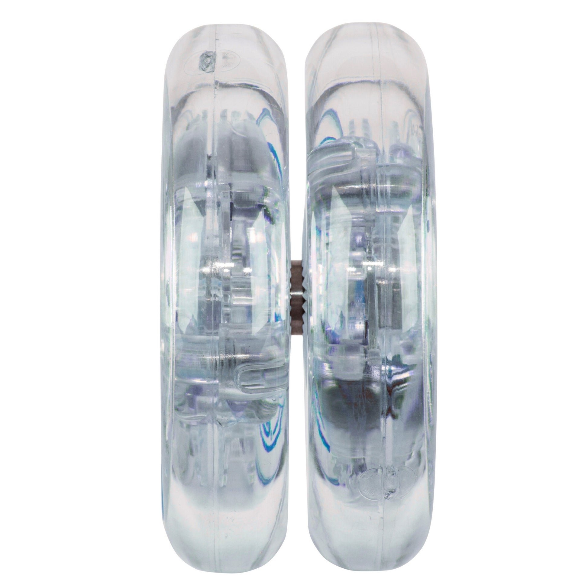 The Duncan Lime Light Light-Up Yo-Yo is shown from the front, with its transparent plastic body revealing inner components and light-up features.