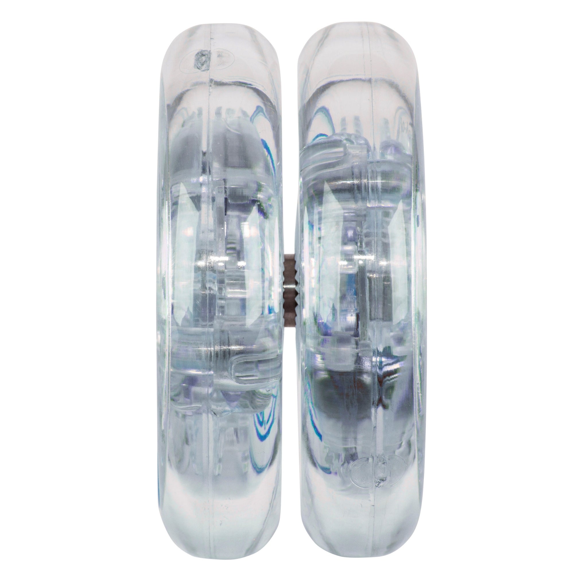 The Duncan Lime Light Light-Up Yo-Yo is shown from the front, with its transparent plastic body revealing inner components and light-up features.
