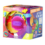 Brightly patterned packaging for the Duncan SLIDA Assortment PDQ displays interlocking, textured pieces. The box features the Duncan brand, an age 6+ recommendation, and invites players to beat the time challenge online.