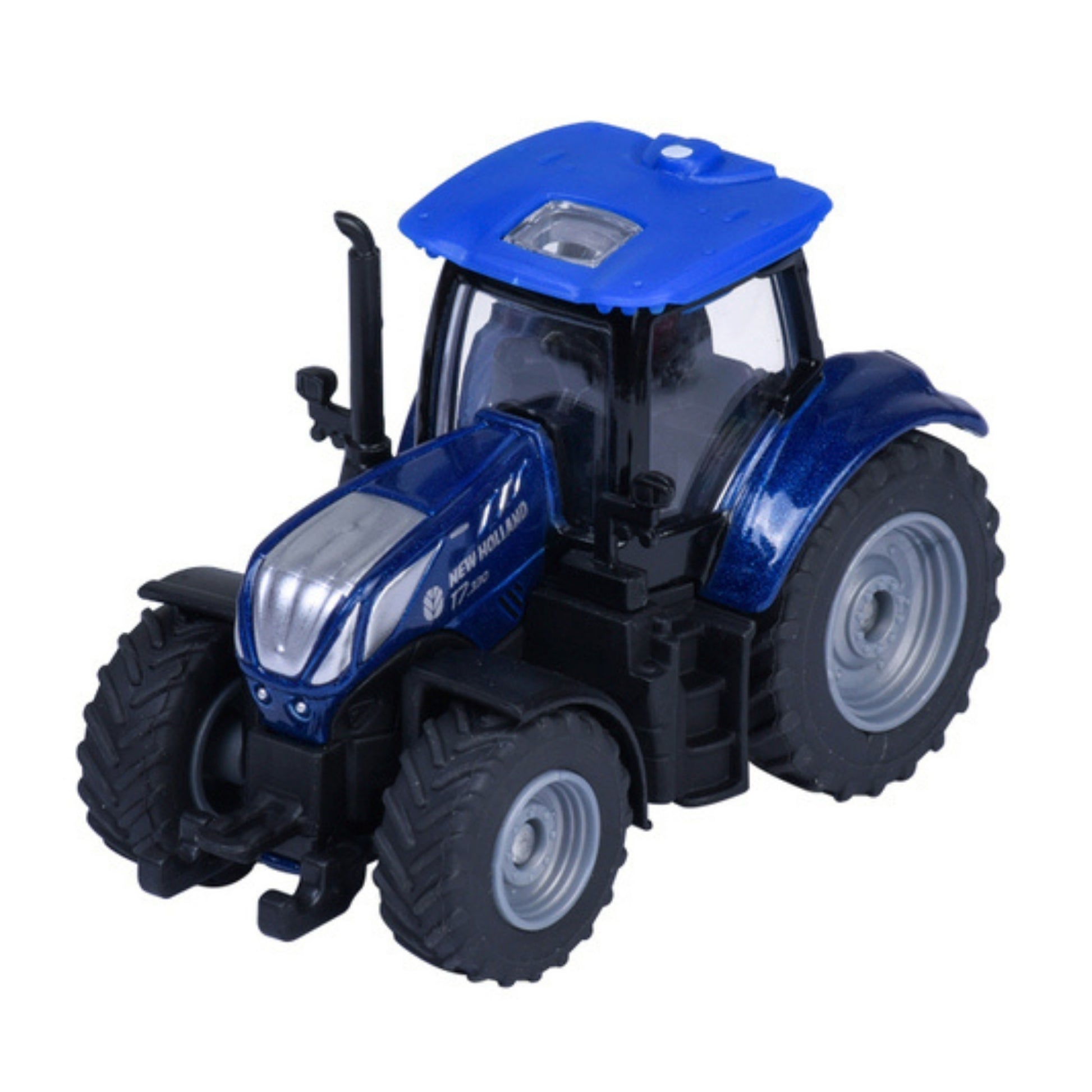 The Majorette Farm Premium Diecast Vehicles features a blue toy tractor with black wheels and a detailed cab, displayed on a white background.