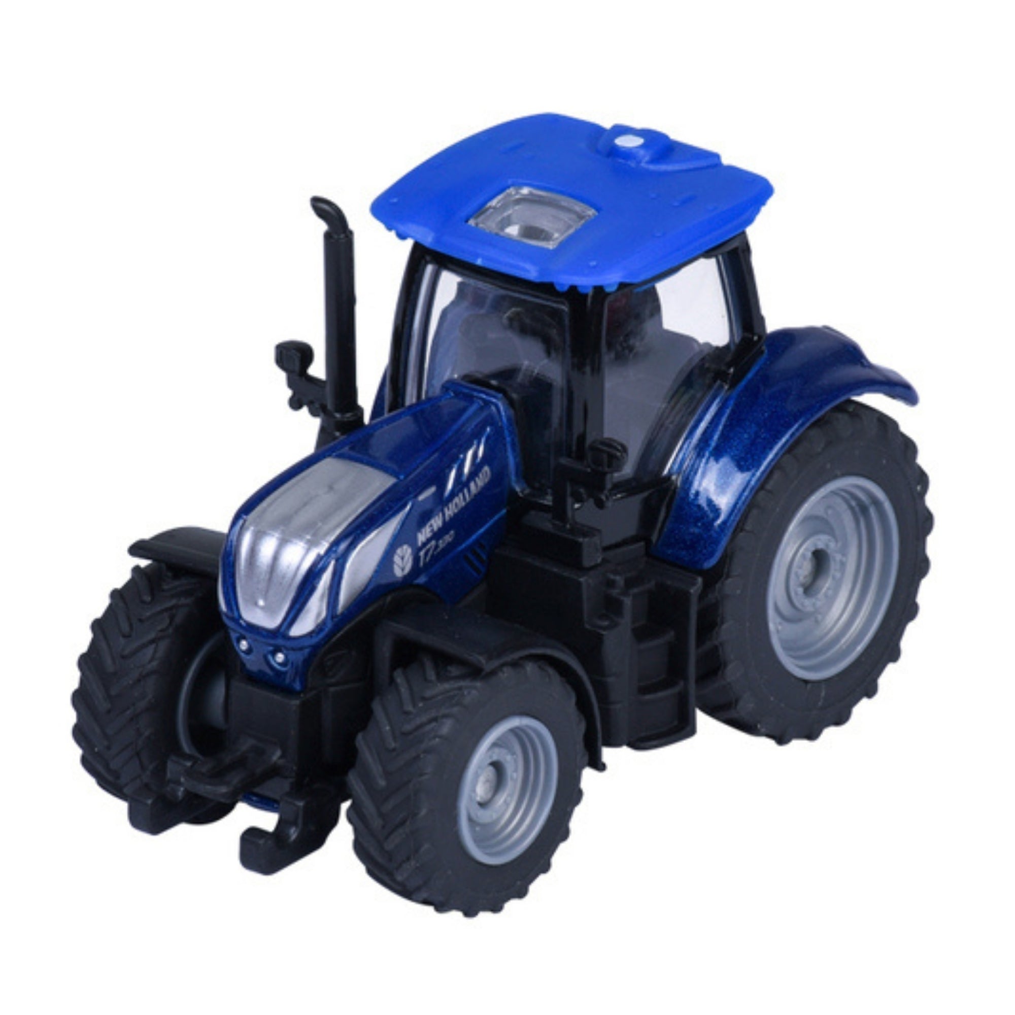 The Majorette Farm Premium Diecast Vehicles features a blue toy tractor with black wheels and a detailed cab, displayed on a white background.