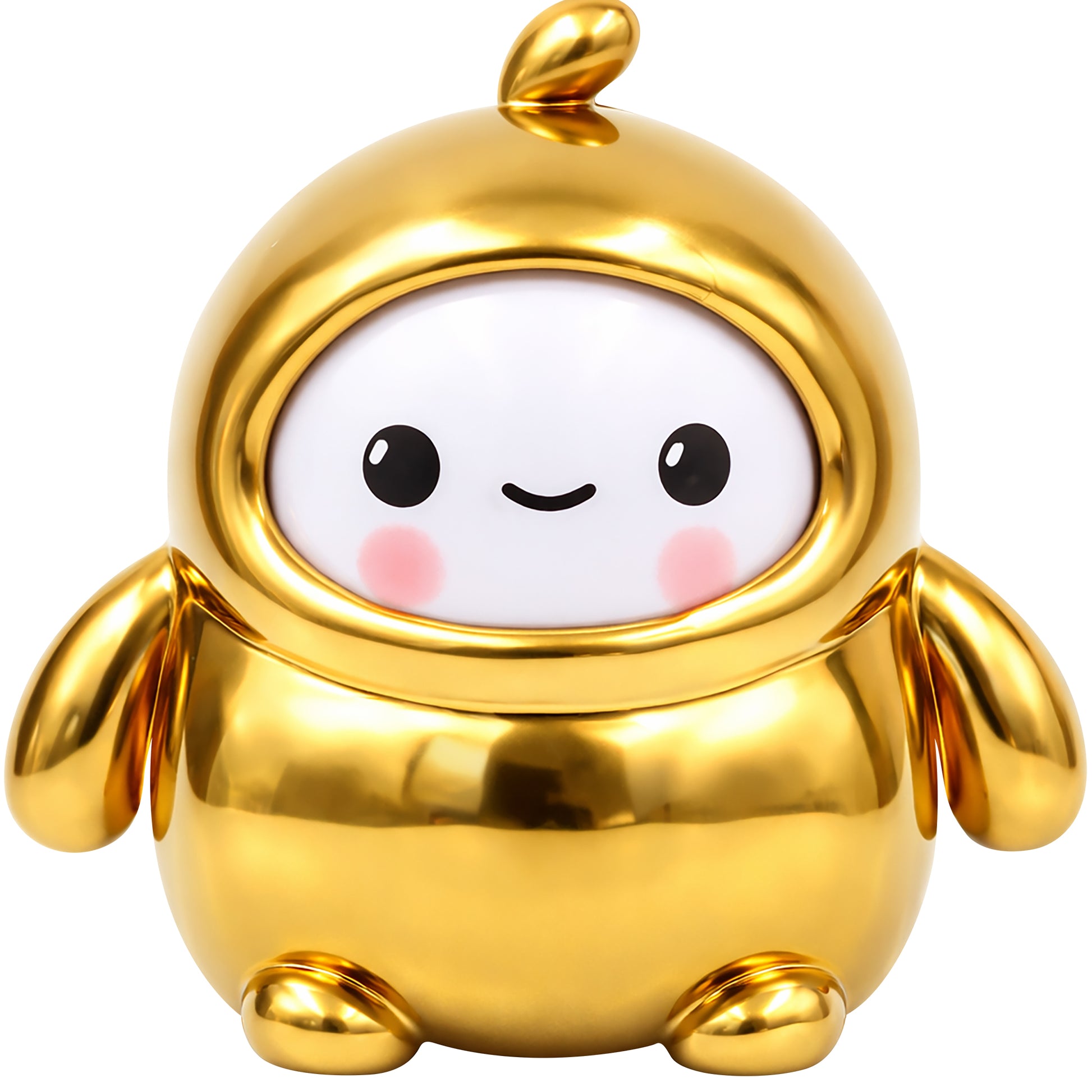 The NSI LamaTama Series 1 features a shiny gold, rounded collectible with a smiling face and blushing cheeks—perfect for fans of cute characters and blind box surprises.
