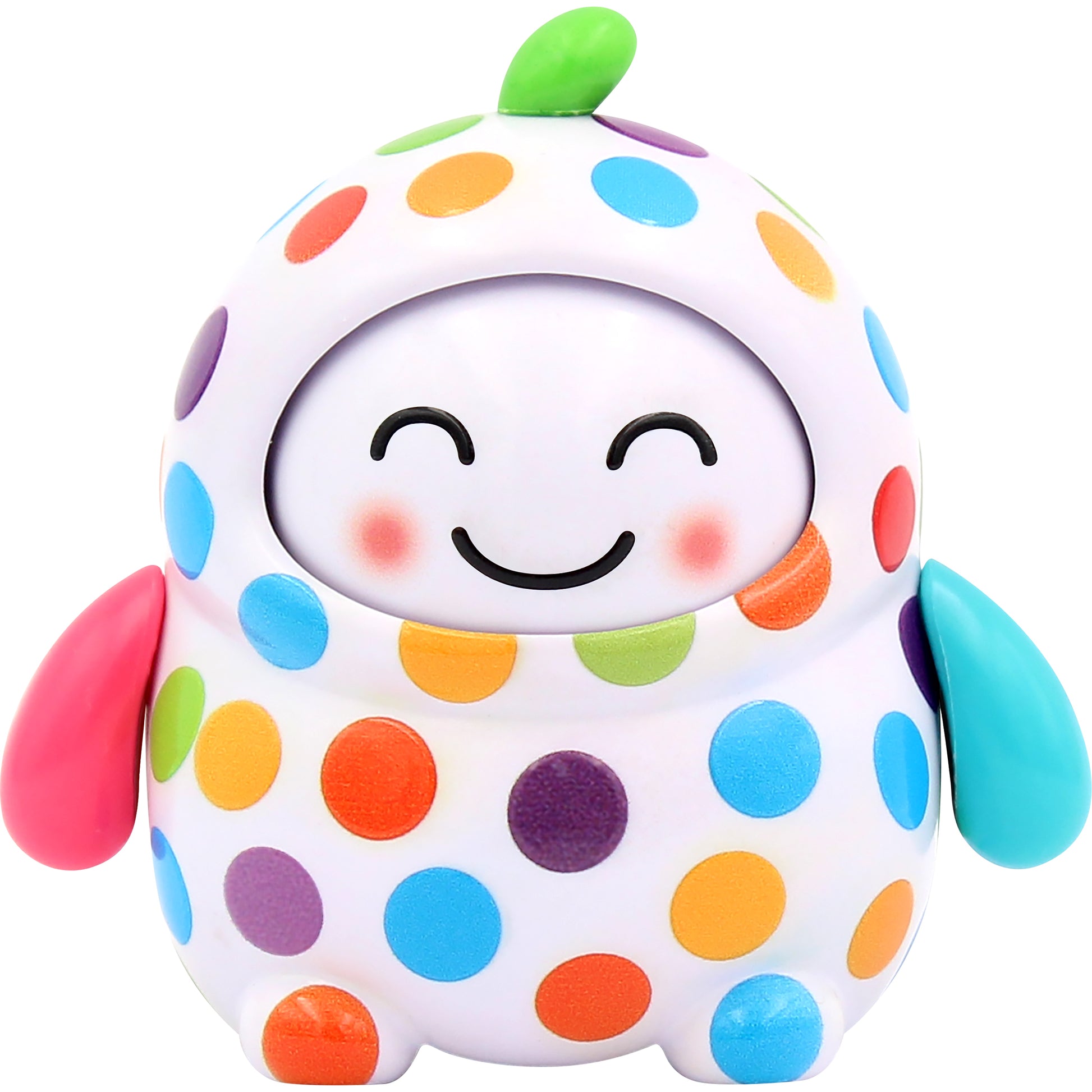 NSI’s LamaTama Series 1 features a cute, round toy with a smiling face, red and blue arms, a green leaf on top, and a white body dotted with orange, purple, and blue spots—ideal for collectible character fans.
