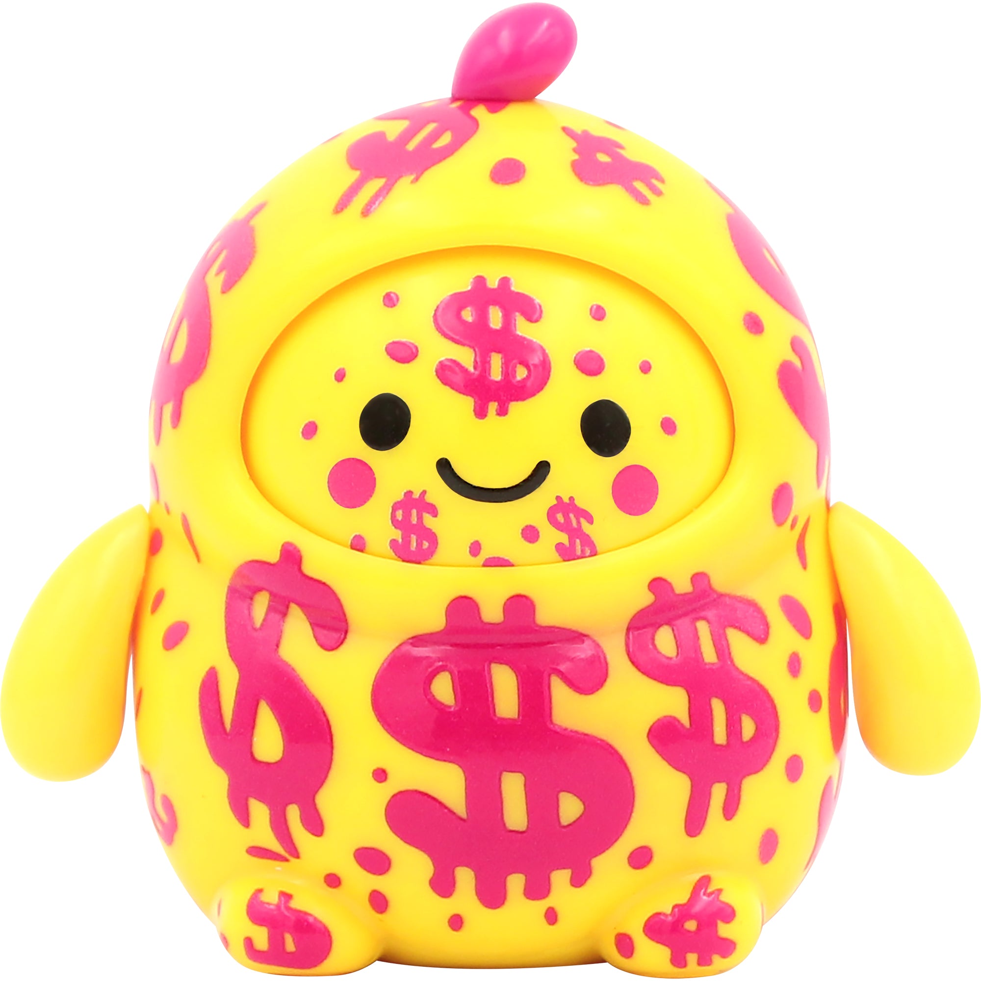 Discover LamaTama Series 2 from NSI—a cheerful, round yellow toy with arms, pink dollar signs across its body and face, plus a pink fin—one of many collectible characters hidden in blind pack surprises.