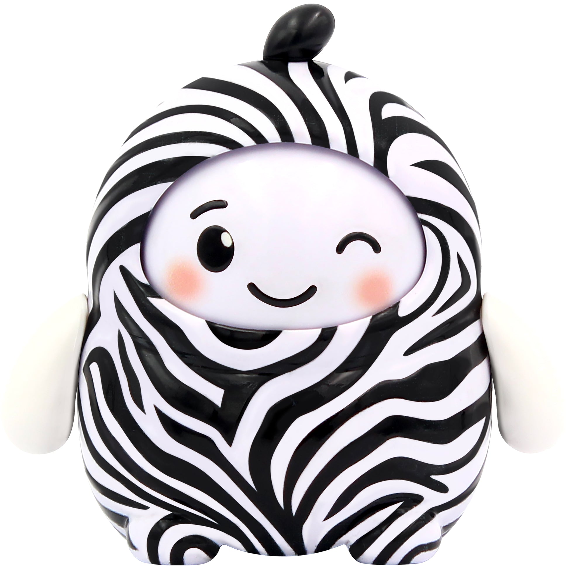 NSI LamaTama Series 2 features a cute round toy with a winking face, blushing cheeks, zebra stripe pattern, white arms, and a black tuft. Part of the collectible series—each comes in surprise blind packaging!.